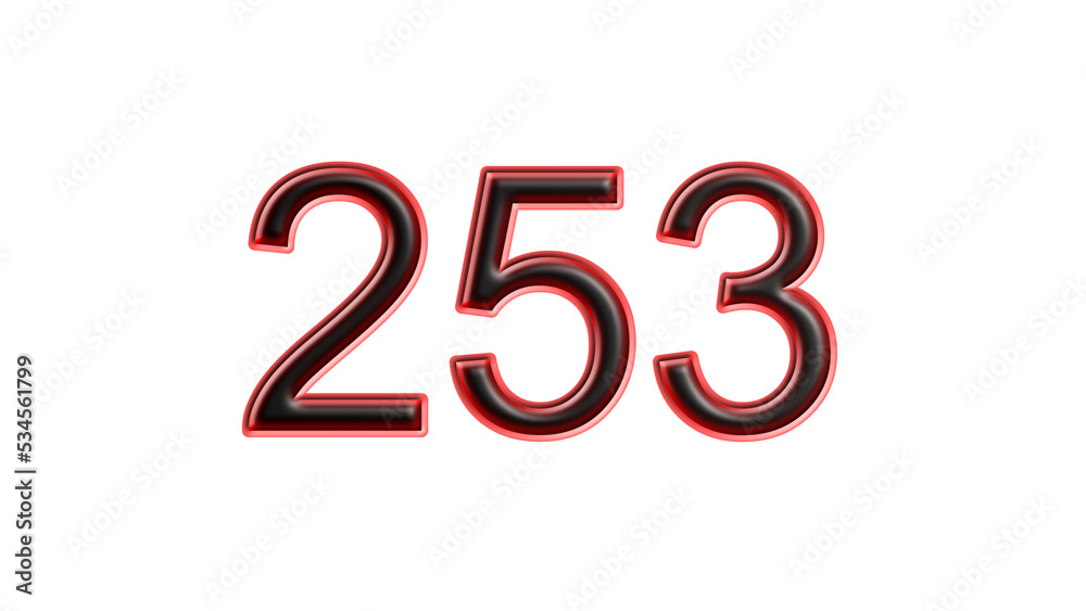 red 253 number 3d effect white background Stock Illustration | Adobe Stock